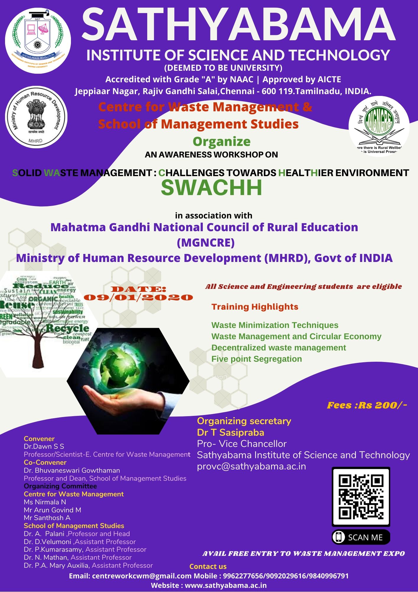 An awareness Workshop on Solid Waste Management : Challenges towards Healthier Environment Swachh 2020